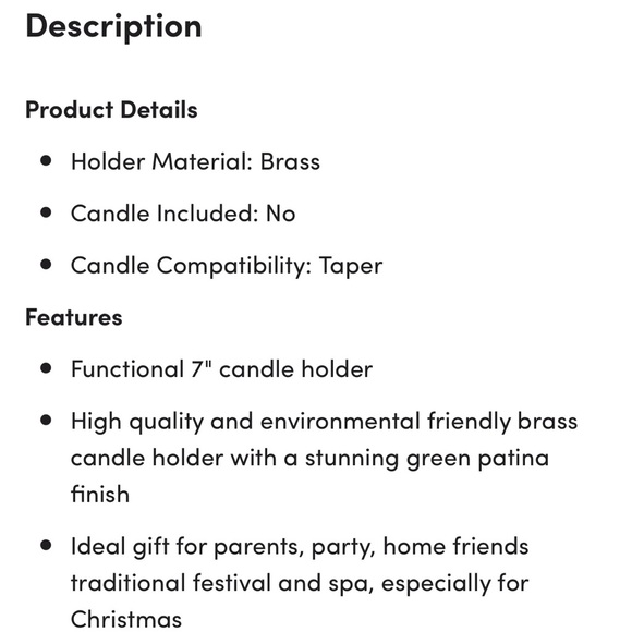 Astoria Grand Small Patina Brass Candlestick - Picture 3 of 5